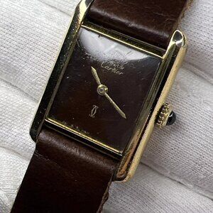 Must De Cartier Gold Tone 21mm w/o Crown Brown Dial Manual Wind Vintage
